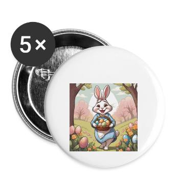 Bunny Mother Easter Gift - Buttons large 2.2''/56 mm (5-pack) - white - Front