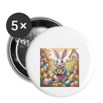 Easter Bunny Easter Mom Gift - Buttons large 2.2''/56 mm (5-pack) - white - Front