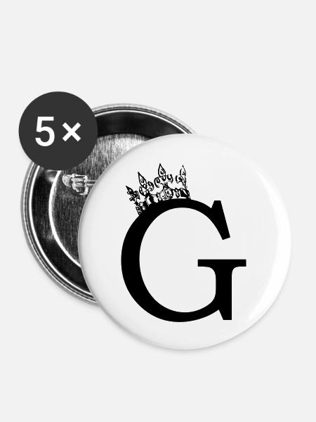 krone G - Buttons groß 56 mm (5er Pack) - Weiß