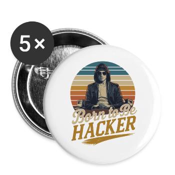 Born to Be Hacker – Computer Science Nerd IT - Buttons large 2.2''/56 mm (5-pack) - white - Front