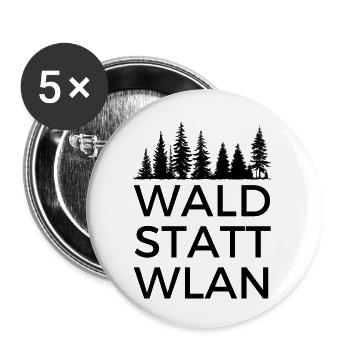 Wald statt WLAN - für alle Waldmenschen - Buttons groß 56 mm (5er Pack) - Weiß - Vorne