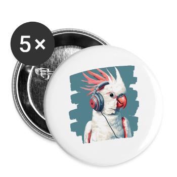 Cockatoo - Buttons large 2.2''/56 mm (5-pack) - white - Front