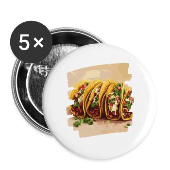 Taco - Buttons groß 56 mm (5er Pack) - Weiß - Vorne
