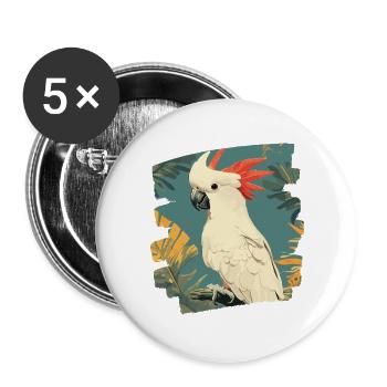 Cockatoo - Buttons large 2.2''/56 mm (5-pack) - white - Front