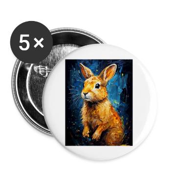 Kaninchen in der digitalen Kunst - Buttons groß 56 mm (5er Pack) - Weiß - Vorne