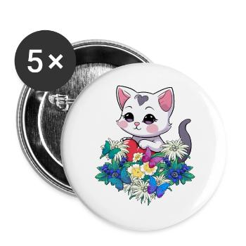 Spring Cats Cat Heart Tyrol Austria Child - Buttons large 2.2''/56 mm (5-pack) - white - Front
