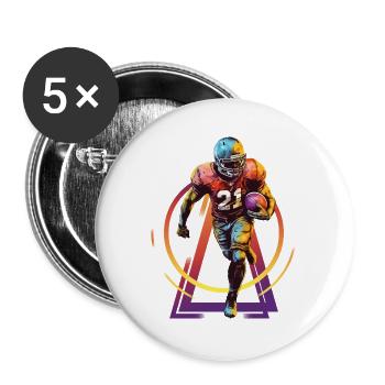 Joueur de football américain USA Amérique Sports Rétro - Lot de 5 grands badges (56 mm) - blanc - Devant