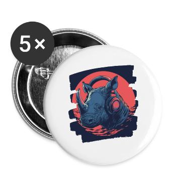 Rhinocéros - Lot de 5 grands badges (56 mm) - blanc - Devant