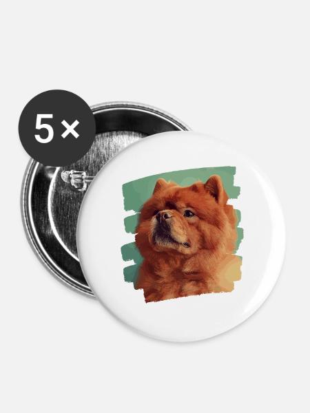 Chow Chow - Buttons groß 56 mm (5er Pack) - Weiß