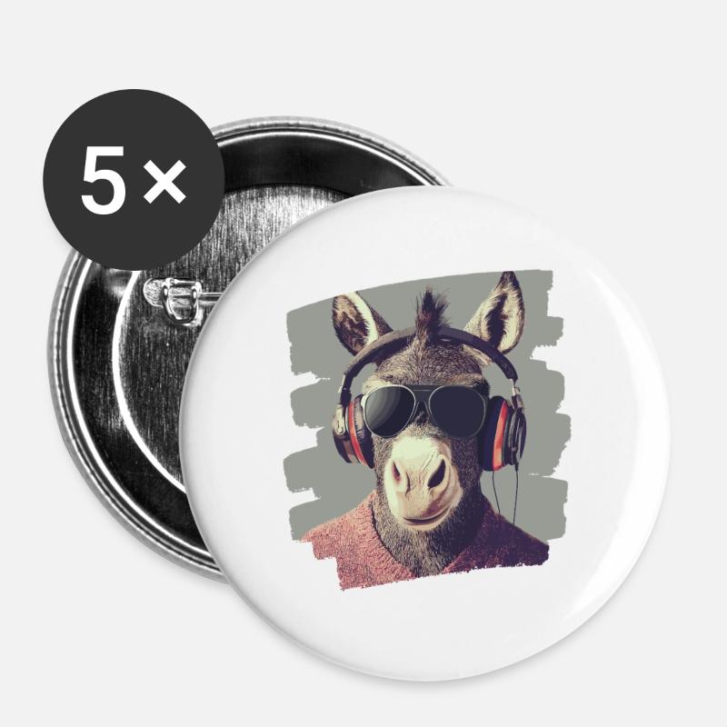 Esel - Buttons groß 56 mm (5er Pack) - Weiß