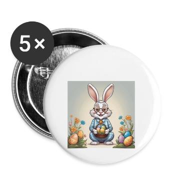 GRANDPA BUNNY Gift - Buttons large 2.2''/56 mm (5-pack) - white - Front