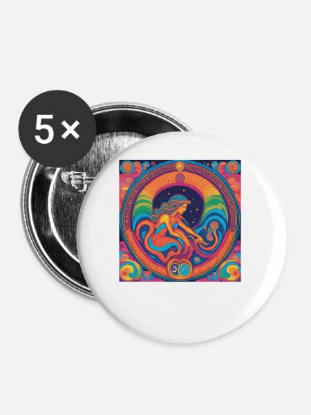 Jungfrau Stern Astrologie - Buttons groß 56 mm (5er Pack) - Weiß