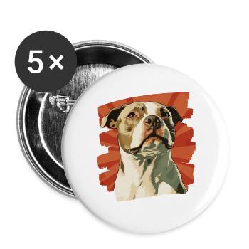 American Staffordshire - Buttons groß 56 mm (5er Pack) - Weiß - Vorne