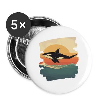 Killer whale - Buttons large 2.2''/56 mm (5-pack) - white - Front