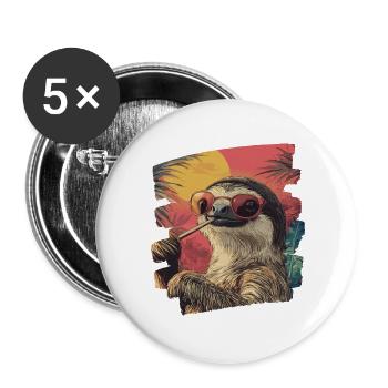 Faultier - Buttons groß 56 mm (5er Pack) - Weiß - Vorne