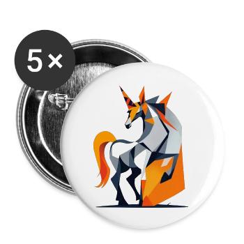 Einhorn - Buttons groß 56 mm (5er Pack) - Weiß - Vorne