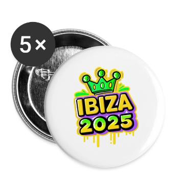 Ibiza 2025 - Lot de 5 grands badges (56 mm) - blanc - Devant