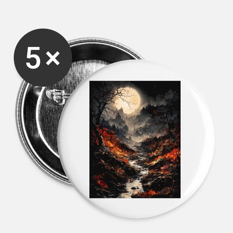 Magical lunar landscape - Buttons large 2.2''/56 mm (5-pack) - white
