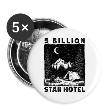 5 Milliarden Sterne Hotel Wandern Natur Outdoor - Buttons groß 56 mm (5er Pack) - Weiß - Vorne