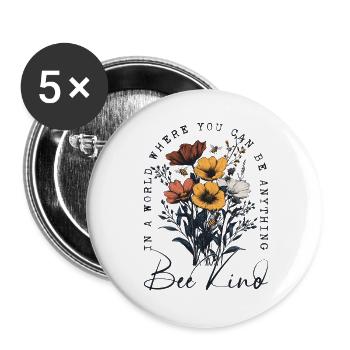 Bee Child Flowers Bees Nature Spring Nature Lover - Buttons large 2.2''/56 mm (5-pack) - white - Front