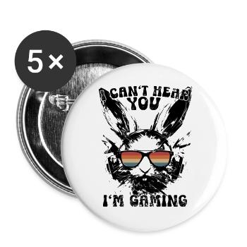 I Can't Hear You I'm Gaming Bunny Sunglasses - Buttons large 2.2''/56 mm (5-pack) - white - Front