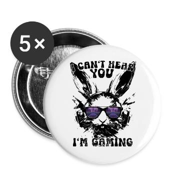 I Can't Hear You I'm Gaming Gamer Bunny Gift - Buttons large 2.2''/56 mm (5-pack) - white - Front