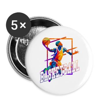 Basketball Basketballer Spieler Fan Vintage Retro - Buttons groß 56 mm (5er Pack) - Weiß - Vorne