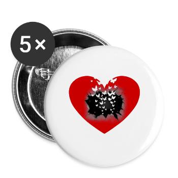 Valentine's Heart Hearts Butterflies Love - Buttons large 2.2''/56 mm (5-pack) - white - Front