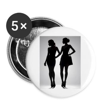 Silhouettes de deux personnes en robes - Lot de 5 grands badges (56 mm) - blanc - Devant