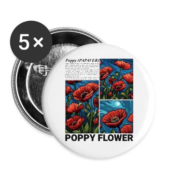 Coquelicot Nature Fleur Botanique Esthétique Cadeau - Lot de 5 grands badges (56 mm) - blanc - Devant
