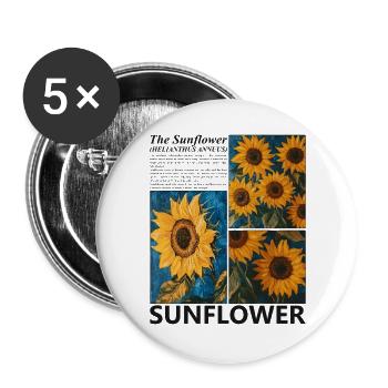 Sonnenblume Sommer Natur Botanik Blüten Geschenk - Buttons groß 56 mm (5er Pack) - Weiß - Vorne
