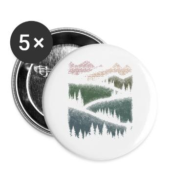 Wandern Natur Berge Wald Minimalistisch Geschenk - Buttons groß 56 mm (5er Pack) - Weiß - Vorne