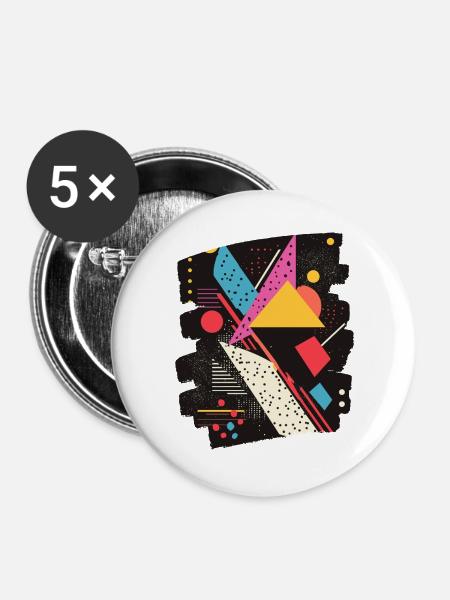 80s - Buttons groß 56 mm (5er Pack) - Weiß