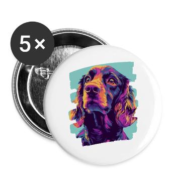 Cocker Spaniel - Lot de 5 grands badges (56 mm) - blanc - Devant