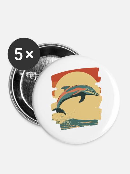 Delfin - Buttons groß 56 mm (5er Pack) - Weiß