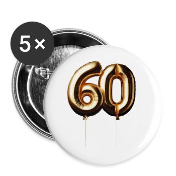 60 ans de ballon d’or feuille de ballon cadeau - Lot de 5 grands badges (56 mm) - blanc - Devant