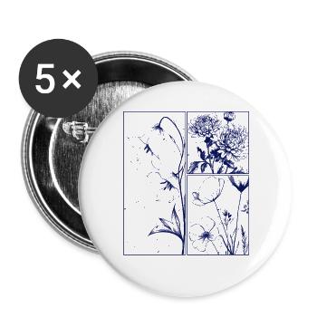 Chrysanthème floral Campanule Cadeau botanique - Lot de 5 grands badges (56 mm) - blanc - Devant