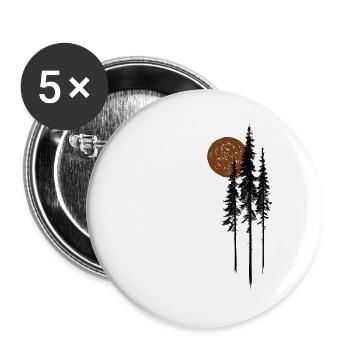 Fir Trees Sun Forest Nature Minimalist Gift - Buttons large 2.2''/56 mm (5-pack) - white - Front