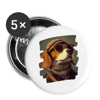 Beagle - Buttons groß 56 mm (5er Pack) - Weiß - Vorne