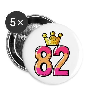 82 Nombre Couronne - Lot de 5 grands badges (56 mm) - blanc - Devant