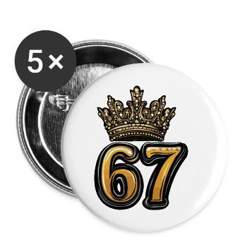 67 Zahl Krone - Buttons groß 56 mm (5er Pack) - Weiß - Vorne