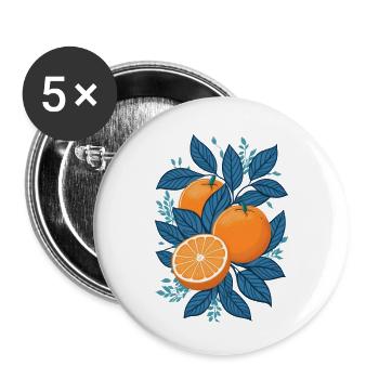 Leckere Orangen - Buttons groß 56 mm (5er Pack) - Weiß - Vorne