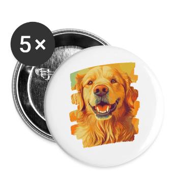 Golden Retriever - Buttons groß 56 mm (5er Pack) - Weiß - Vorne