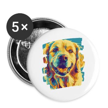Golden Retriever - Buttons groß 56 mm (5er Pack) - Weiß - Vorne