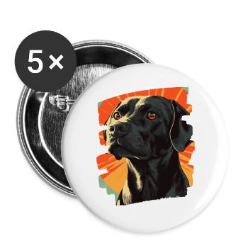 Labrador - Buttons groß 56 mm (5er Pack) - Weiß - Vorne