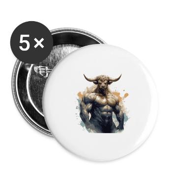 Bull Bull Muscles Musculation Bête - Lot de 5 grands badges (56 mm) - blanc - Devant