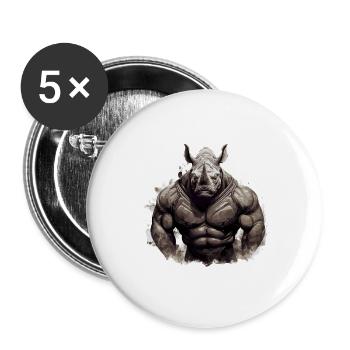 Rhino Muscles Bodybuilding Beast - Buttons large 2.2''/56 mm (5-pack) - white - Front