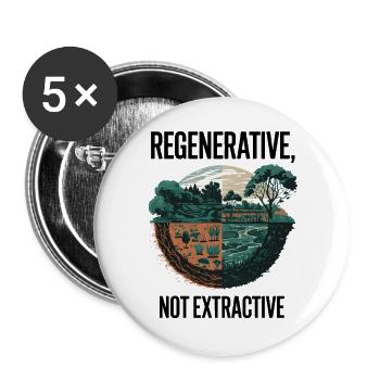 Regenerativ, nicht extraktiv - Eco Farming Design - Buttons groß 56 mm (5er Pack) - Weiß - Vorne