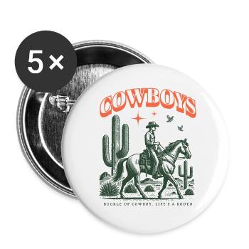 Cowboy Ride – Western Retro Look - Buttons large 2.2''/56 mm (5-pack) - white - Front