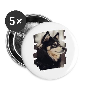 Finnischer Lapphund - Buttons groß 56 mm (5er Pack) - Weiß - Vorne